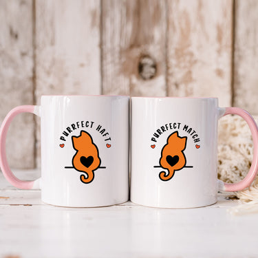 Meow Heart Matching Mugs For Couples
